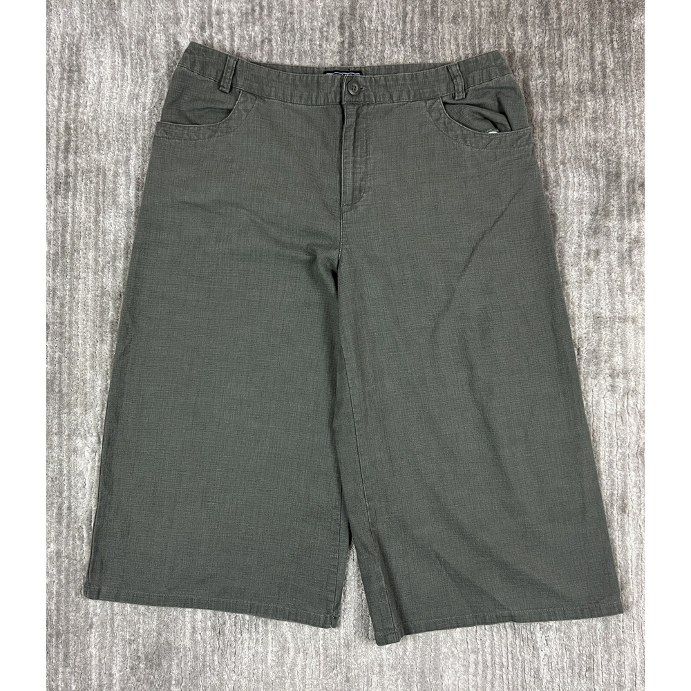 Allison Brittney Pants Womens 12 Green Wide Leg Crop Cotton Culottes Utility